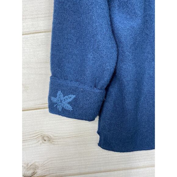 Cabelas Jacket Womens L Blue Embroidered Button Up Long Sleeve Wool Cotton Blend - Picture 4 of 12
